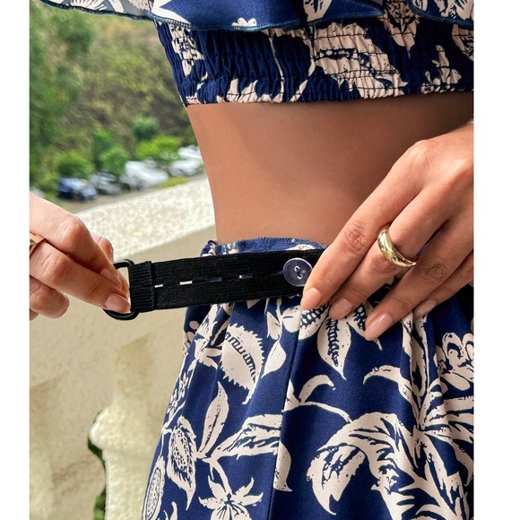 Maternity Floral Print Ruffle Off Shoulder Top Wide leg Pants Set - Picture 3 of 4